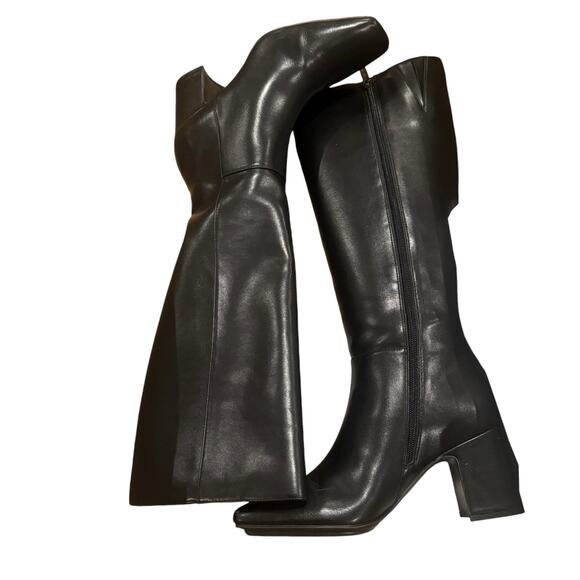 Anne Klein Heel Knee Boot Heeled Dress Boots Leather Black Size 9 NWOT - Picture 4 of 11